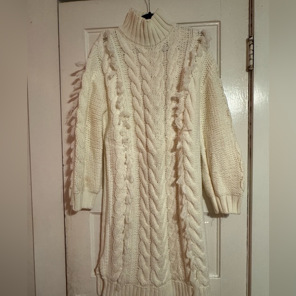 FarmRio White Midi Sweater Dress - Picture 5 of 7